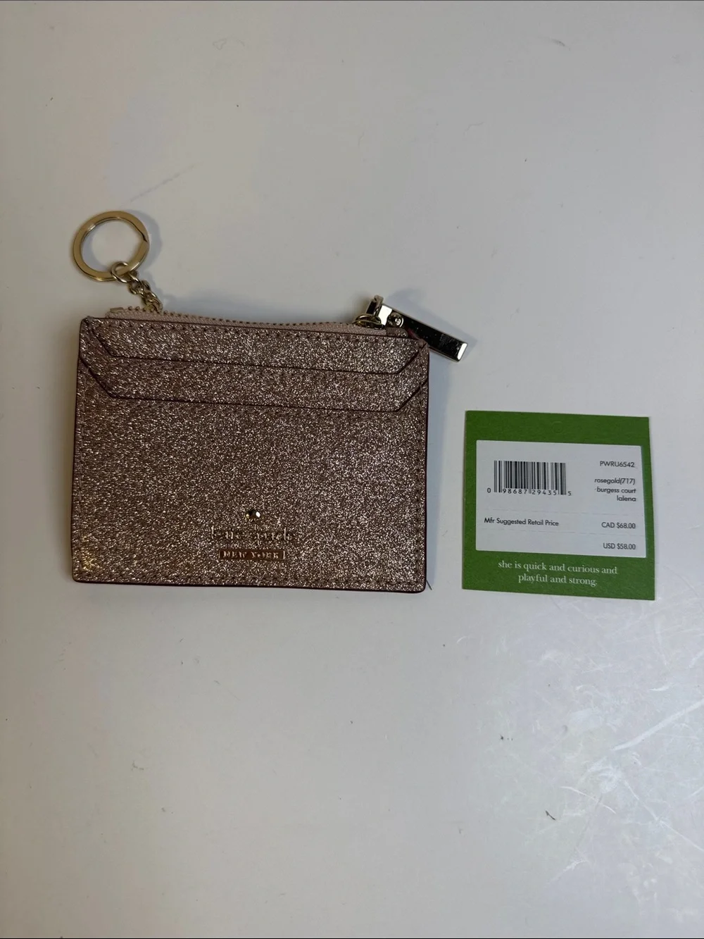 Kate Spade Burgess court rosegold coin purse card holder